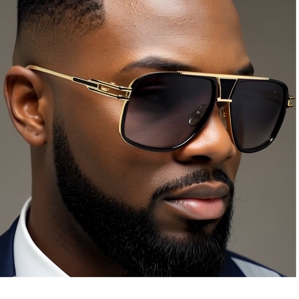 Square Aviator Sunglasses Oversized Fashion Gold Frame Men Women Shades